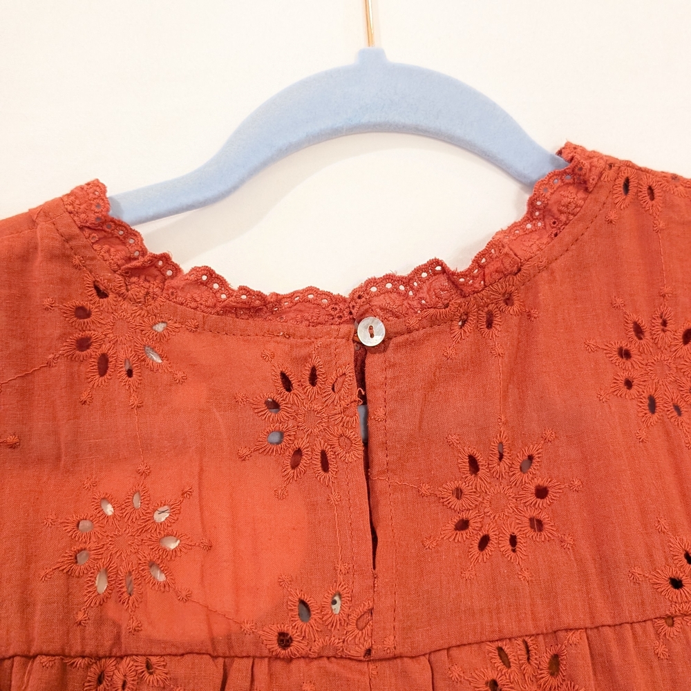 Women's Eyelet Blouse - Rust - Picture 3 of 4